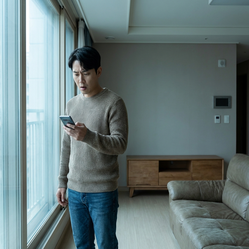미반납 청구서를 확인하며 당황하는 모습
